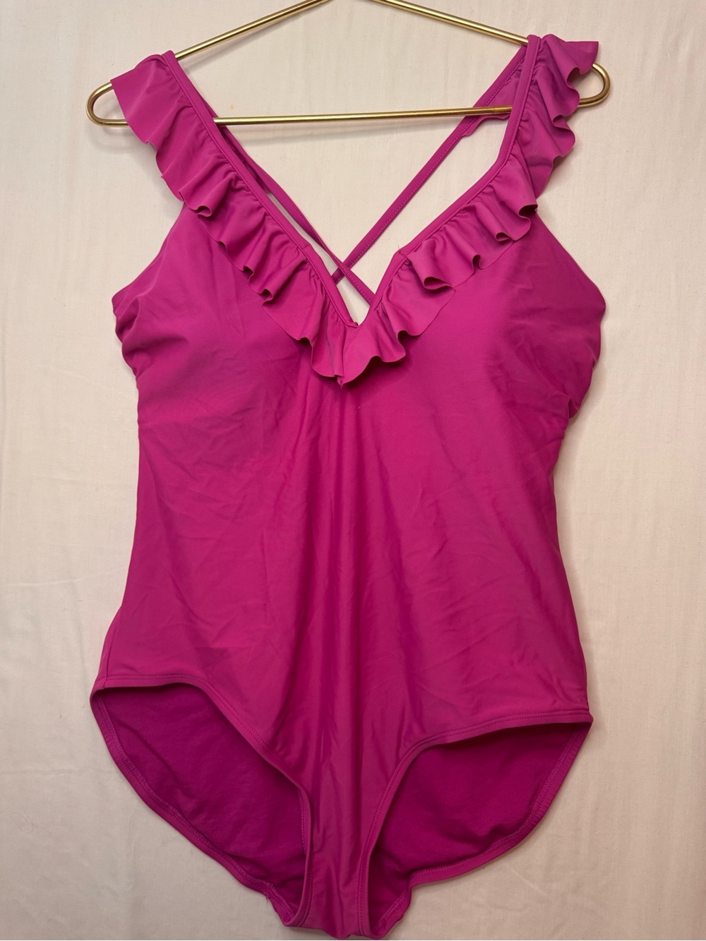 No Boundaries Fuchsia Ruffle One-Piece Swimsuit